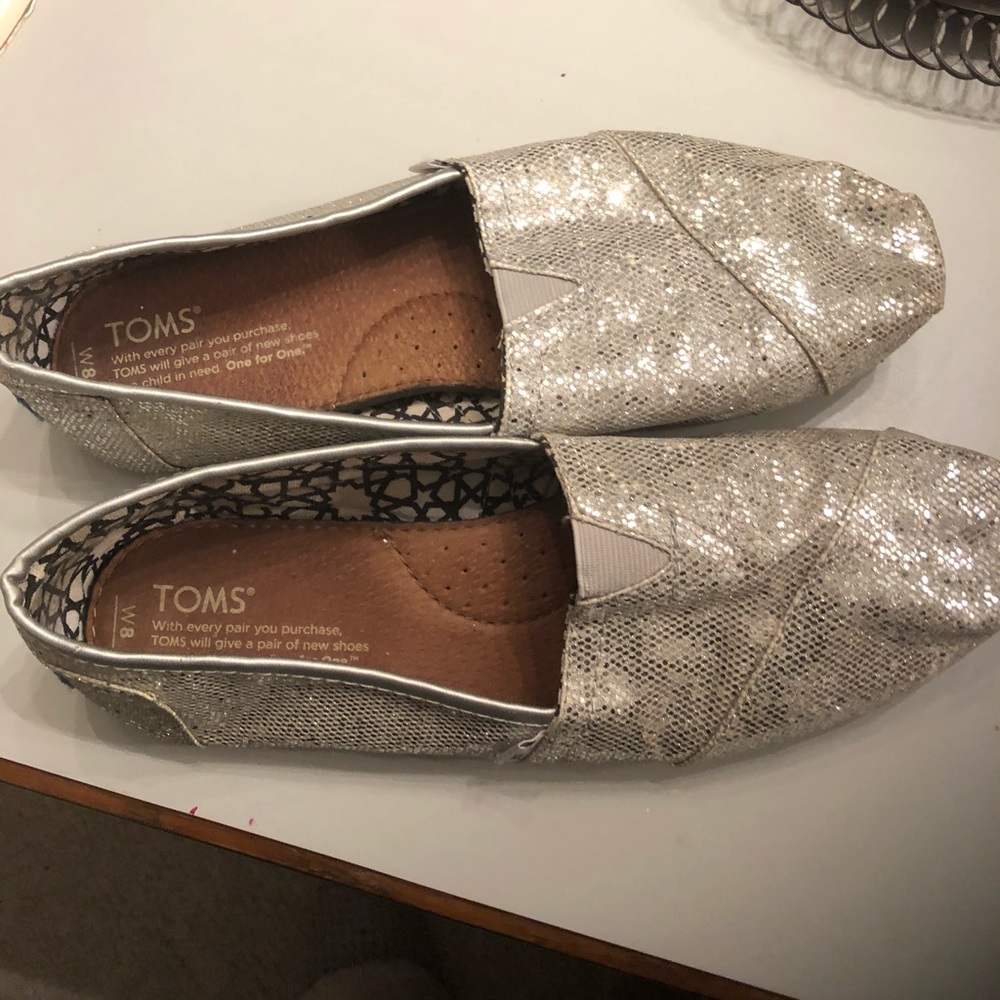 TOMS silver shoes